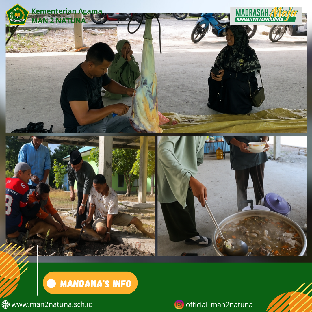 MAN 2 Natuna Potong Dua Sapi Kurban, Kebersamaan Hangat Terjalin Lewat Sop Tulang dan Prata