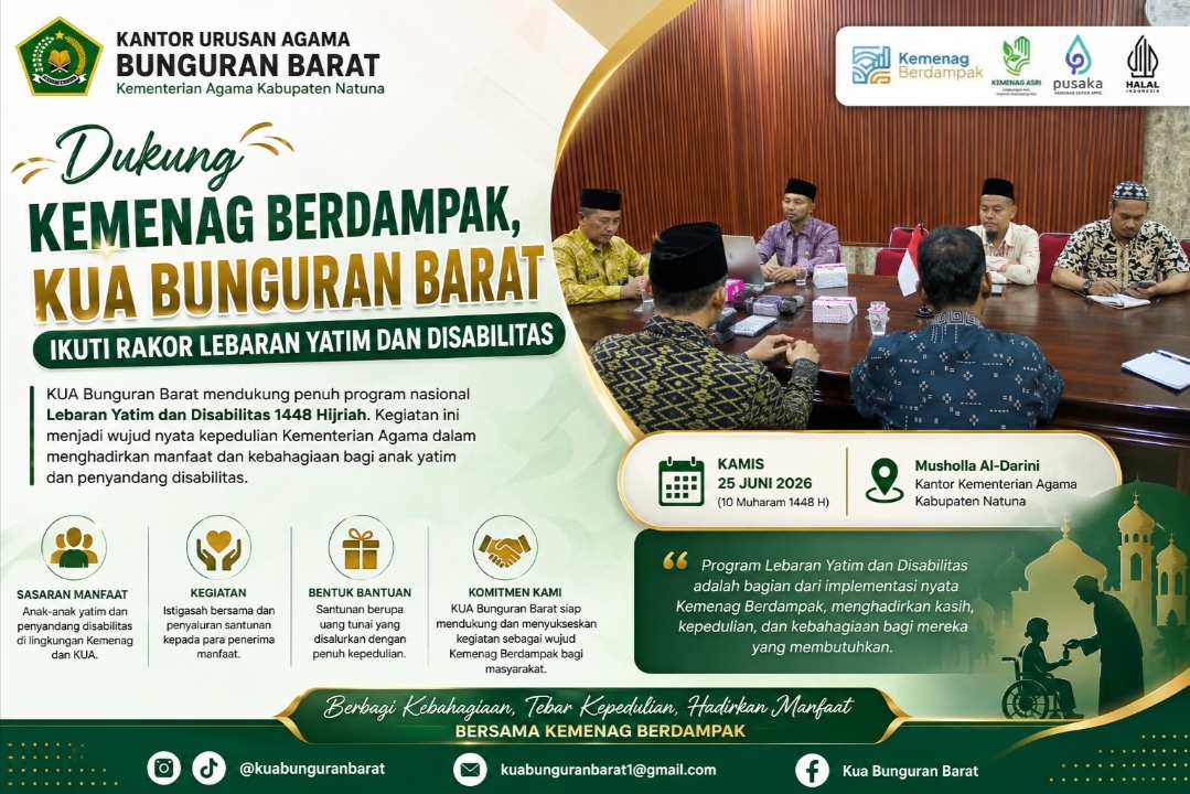 Dukung Kemenag Berdampak, KUA Bunguran Barat Ikuti Rakor Lebaran Yatim dan Disabilitas