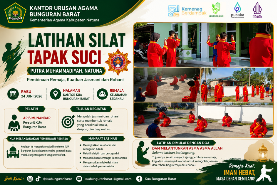 KUA Bunguran Barat Fasilitasi Latihan Tapak Suci sebagai Wadah Pembinaan Remaja