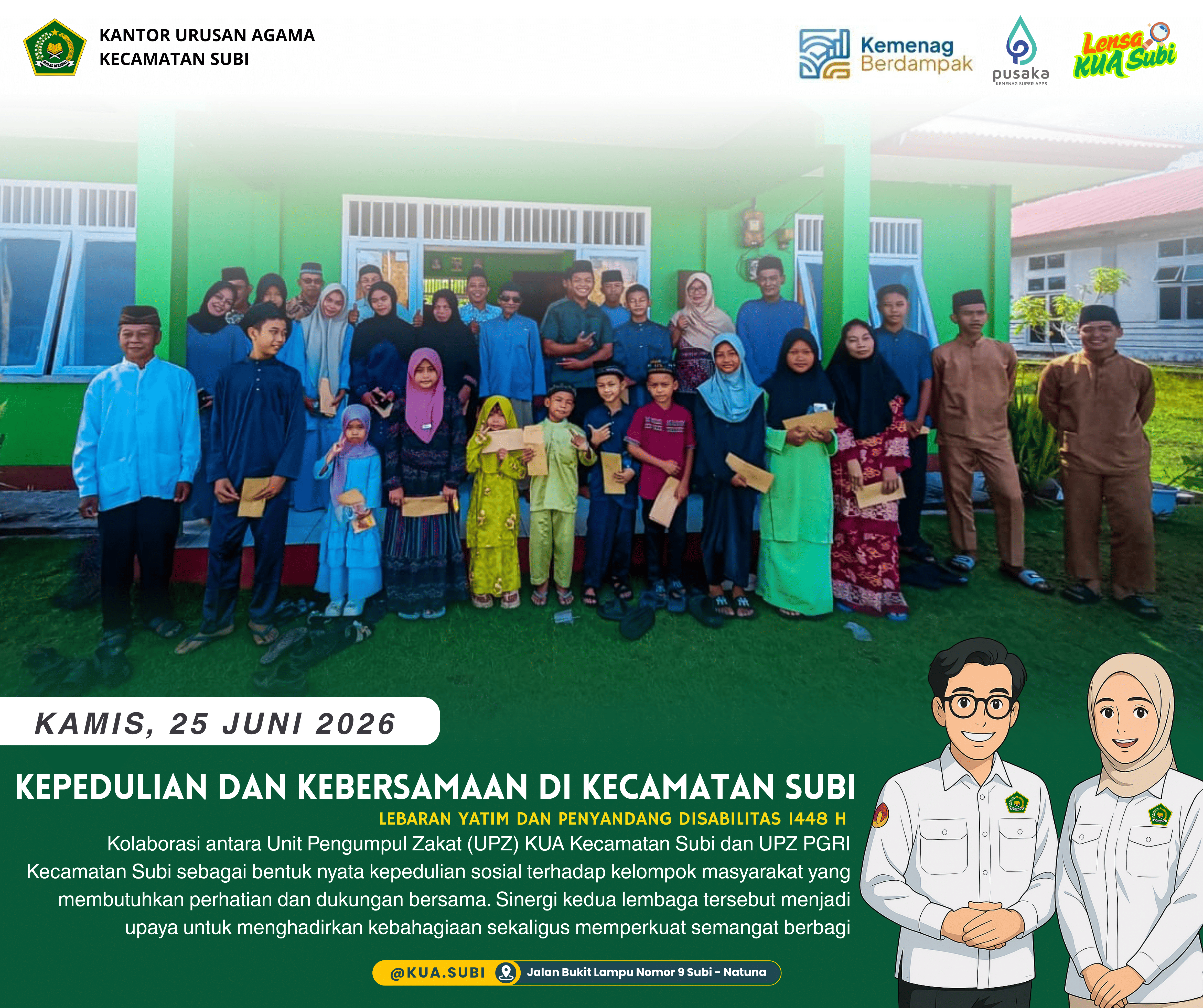 Lebaran Yatim dan Penyandang Disabilitas 1448 H Wujudkan Kepedulian dan Kebersamaan di Kecamatan Subi
