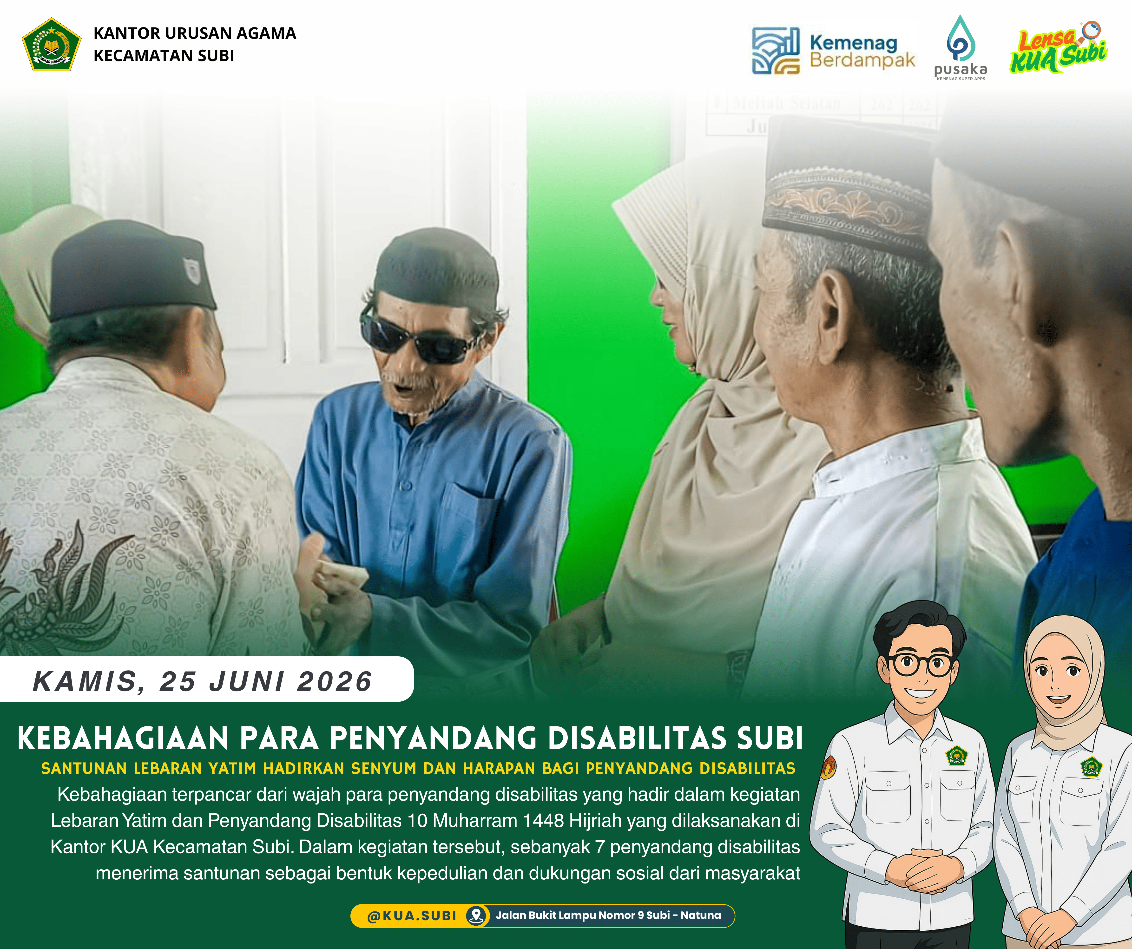 Senyum Bahagia Warnai Penyaluran Santunan bagi Penyandang Disabilitas di KUA Subi