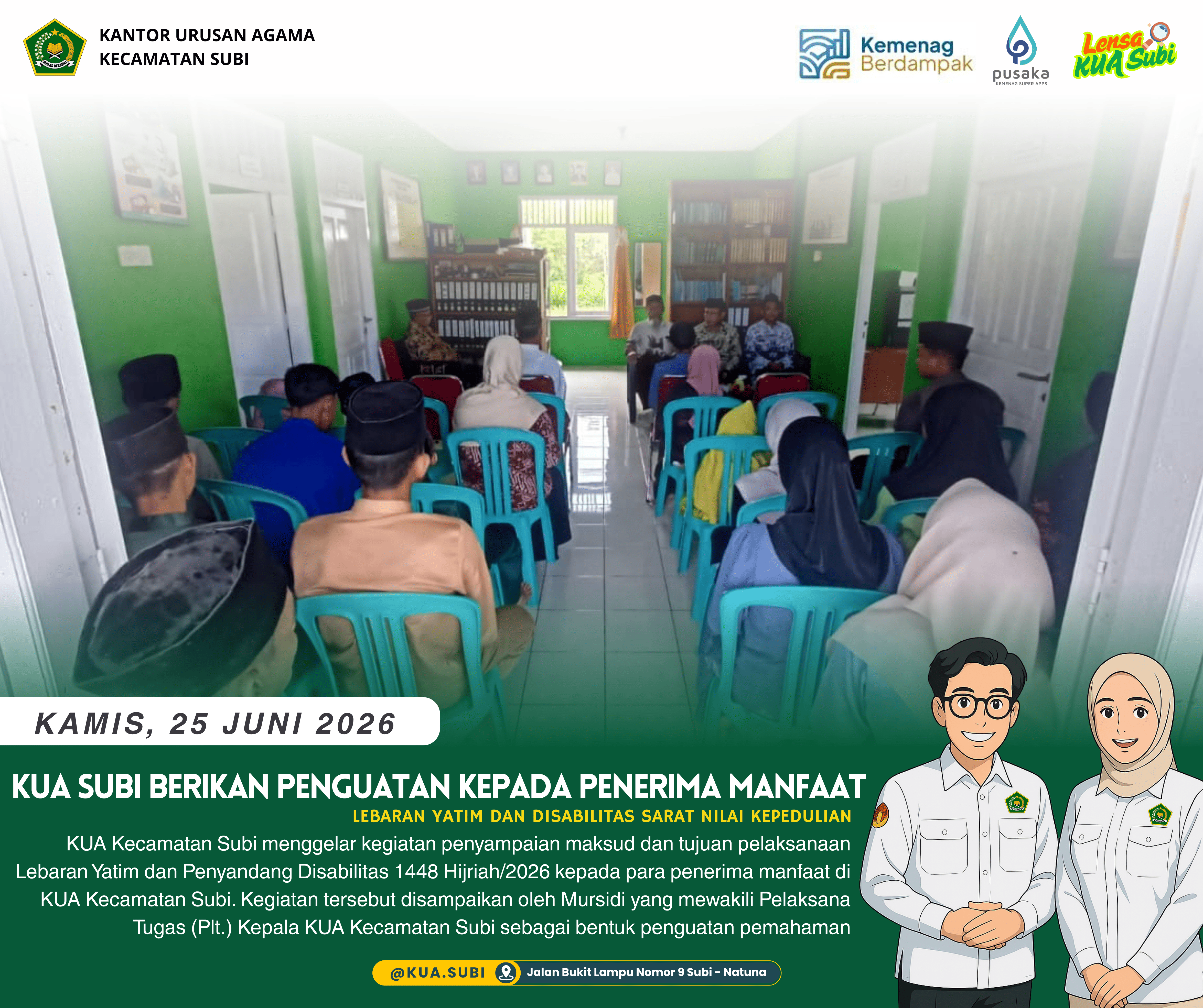 KUA Subi Sampaikan Filosofi Lebaran Yatim dan Disabilitas kepada Penerima Manfaat