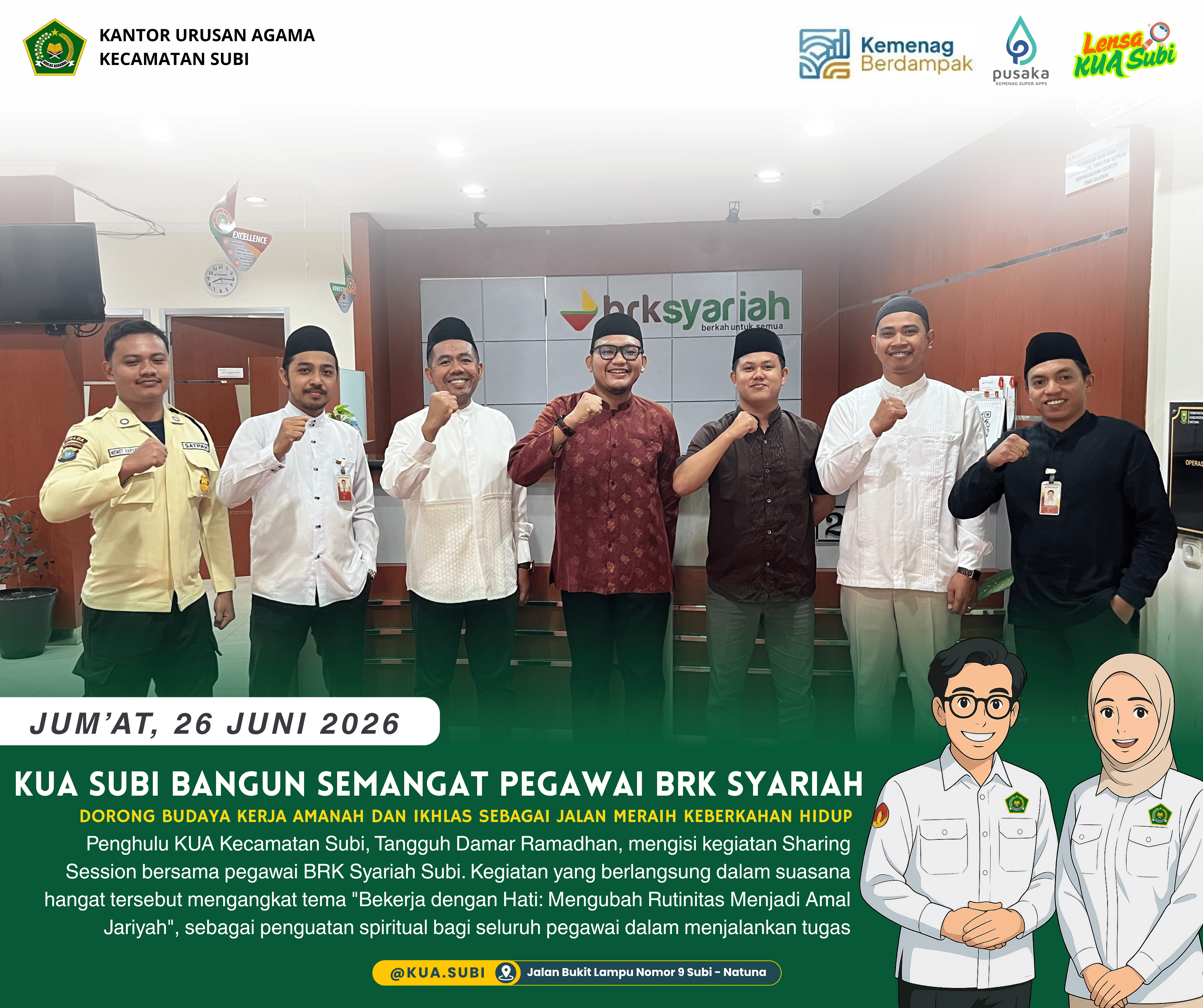 KUA Subi Ajak Pegawai BRK Syariah Jadikan Pekerjaan sebagai Jalan Meraih Amal Jariyah