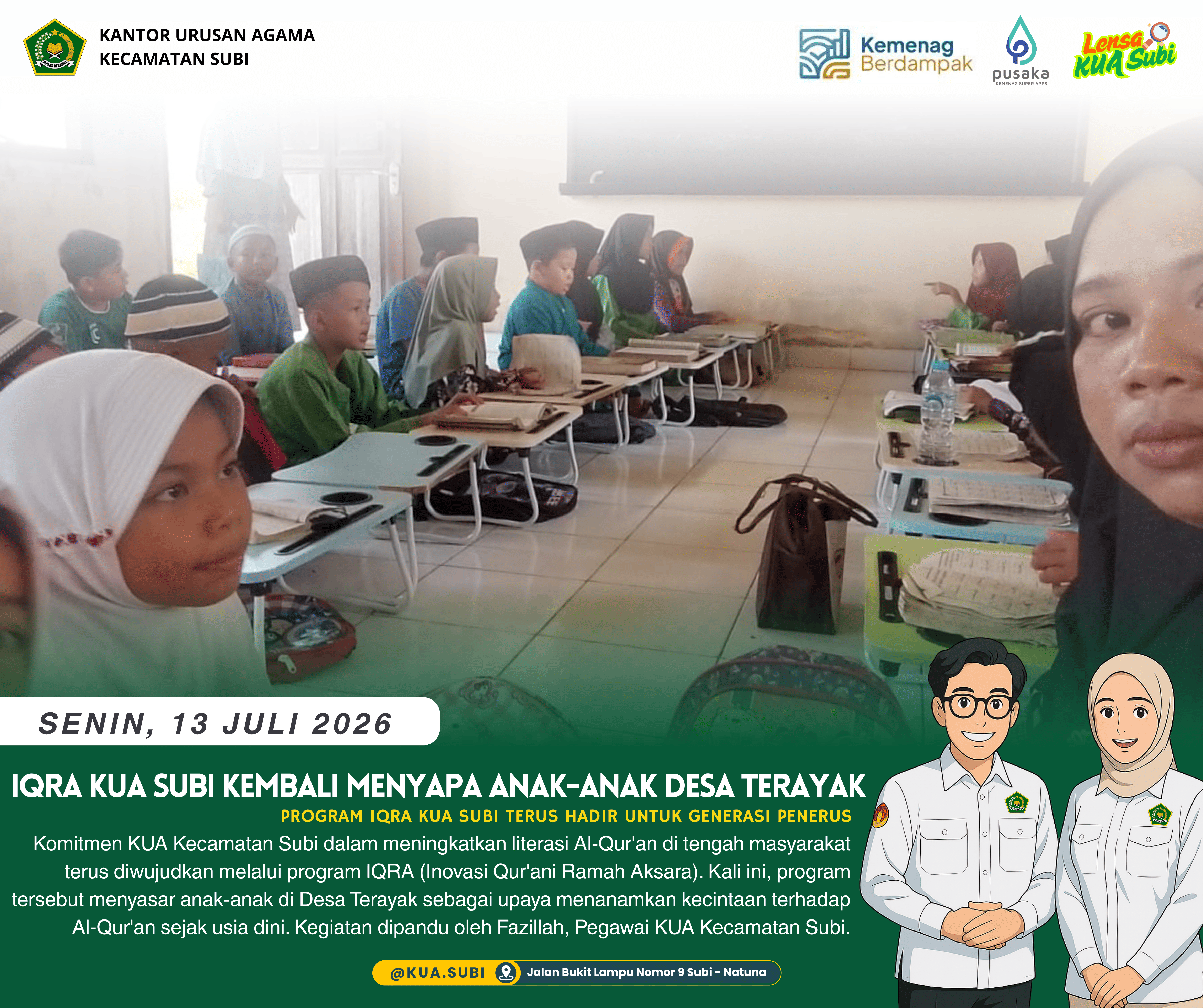 IQRA KUA Subi Kembali Menyapa Anak-Anak Desa Terayak