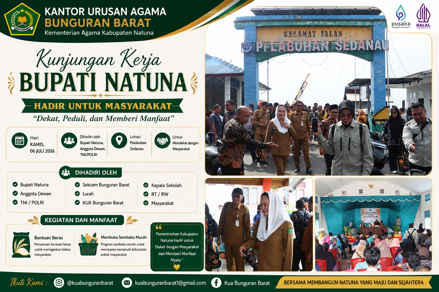KUA Bunguran Barat Hadiri Kunjungan Kerja Bupati Natuna, Dukung Sinergi Pelayanan Pemerintah bagi Masyarakat