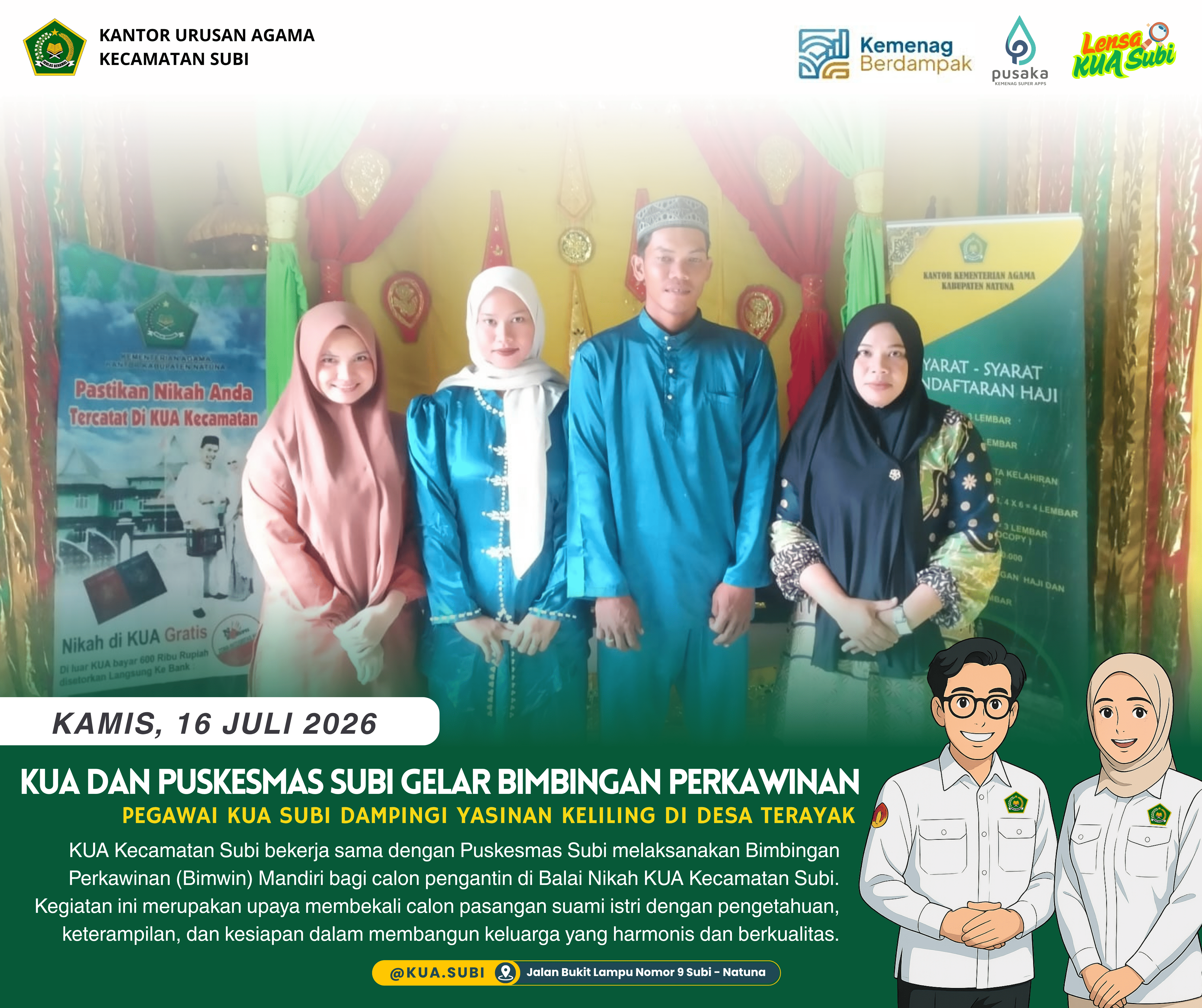 KUA Subi dan Puskesmas Subi Bersinergi Mewujudkan Keluarga Berkualitas melalui Bimbingan Perkawinan Mandiri