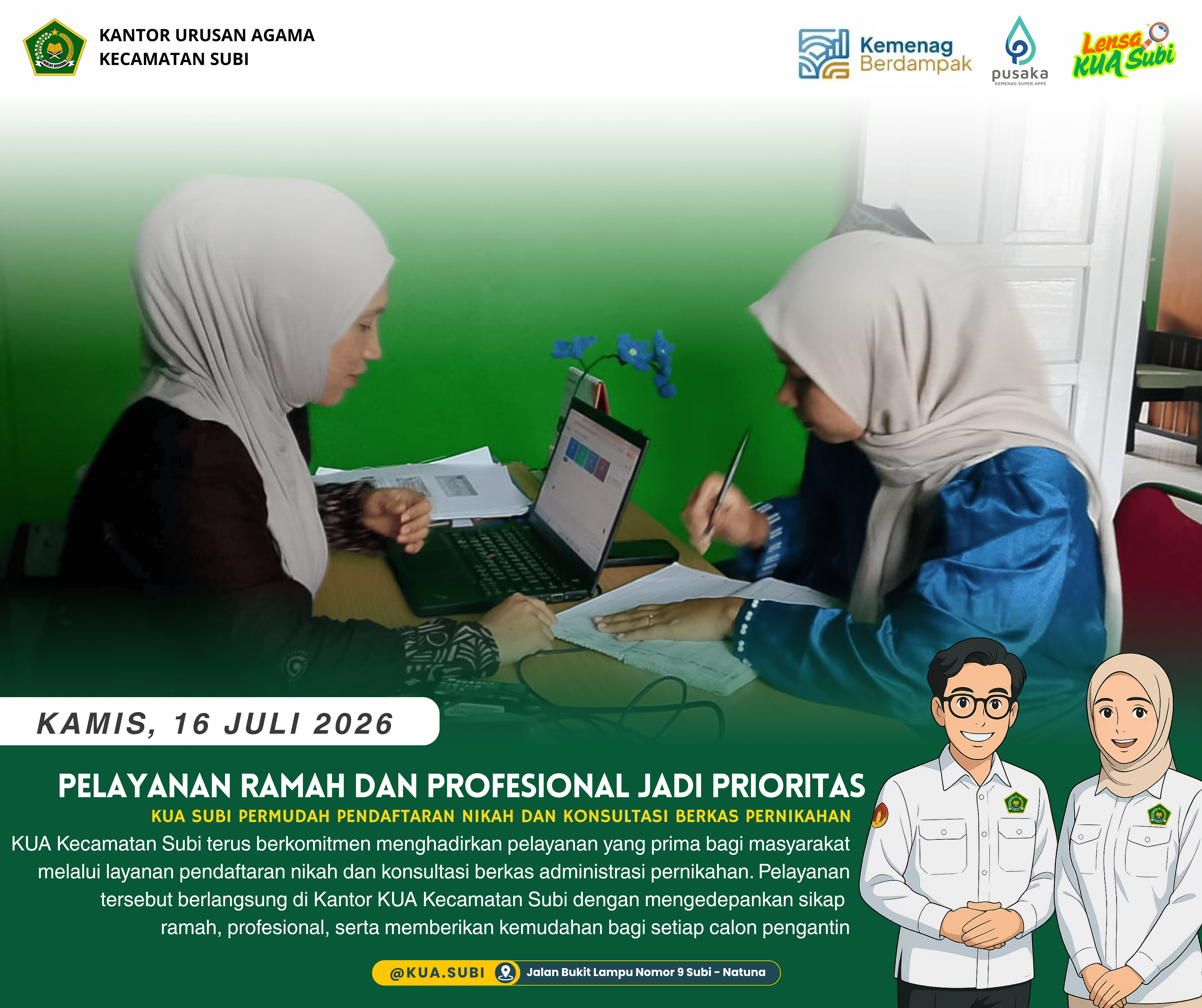 Pendaftaran Nikah Semakin Mudah Berkat Pelayanan Ramah dan Profesional KUA Subi