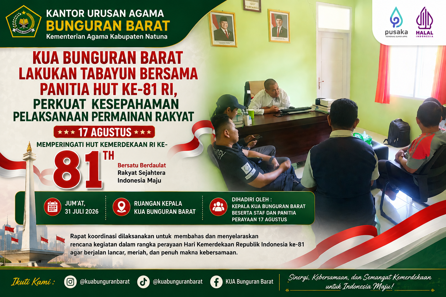 KUA Bunguran Barat Lakukan Tabayun Bersama Panitia HUT Ke-81 RI, Perkuat Kesepahaman Pelaksanaan Permainan Rakyat