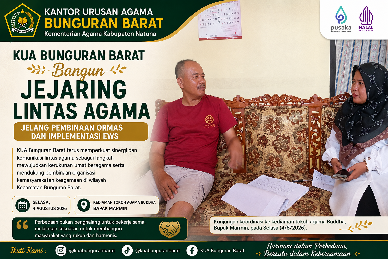 KUA Bunguran Barat Bangun Jejaring Lintas Agama Jelang Pembinaan Ormas dan Implementasi EWS