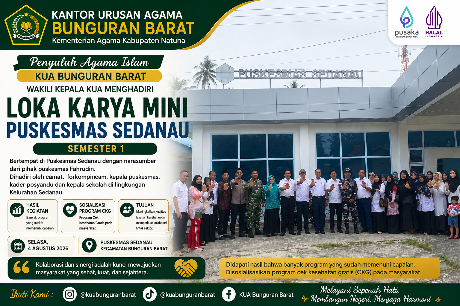 KUA Bunguran Barat Hadiri Lokakarya Mini Puskesmas, Perkuat Sinergi Lintas Sektor Dukung Kesehatan Masyarakat