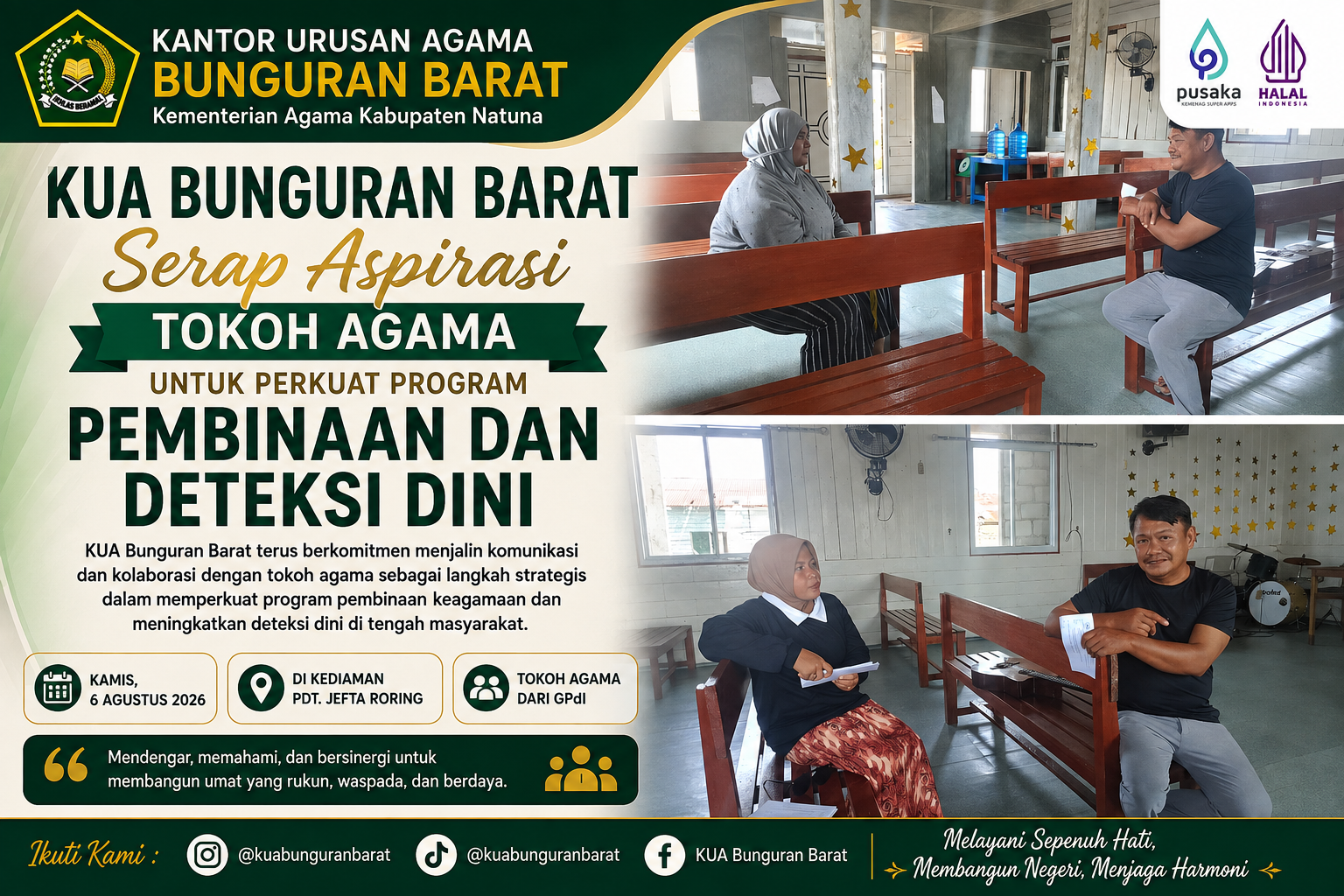 KUA Bunguran Barat Serap Aspirasi Tokoh Agama untuk Perkuat Program Pembinaan dan Deteksi Dini