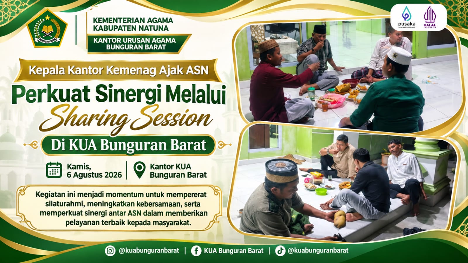 Kepala Kantor Kemenag Natuna Ajak ASN Perkuat Sinergi Melalui Sharing Session di KUA Bunguran Barat