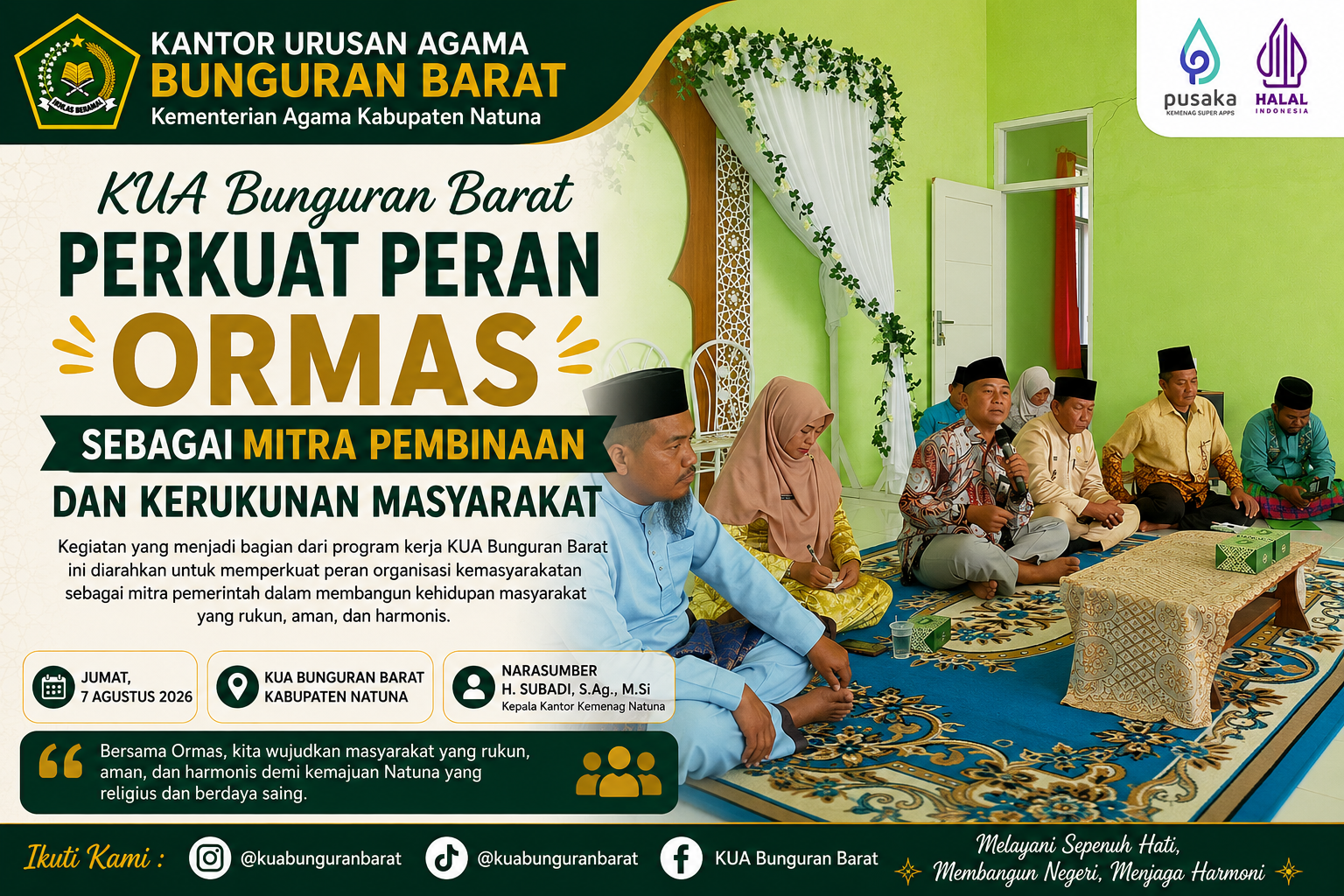 KUA Bunguran Barat Perkuat Peran Ormas sebagai Mitra Pembinaan dan Kerukunan Masyarakat