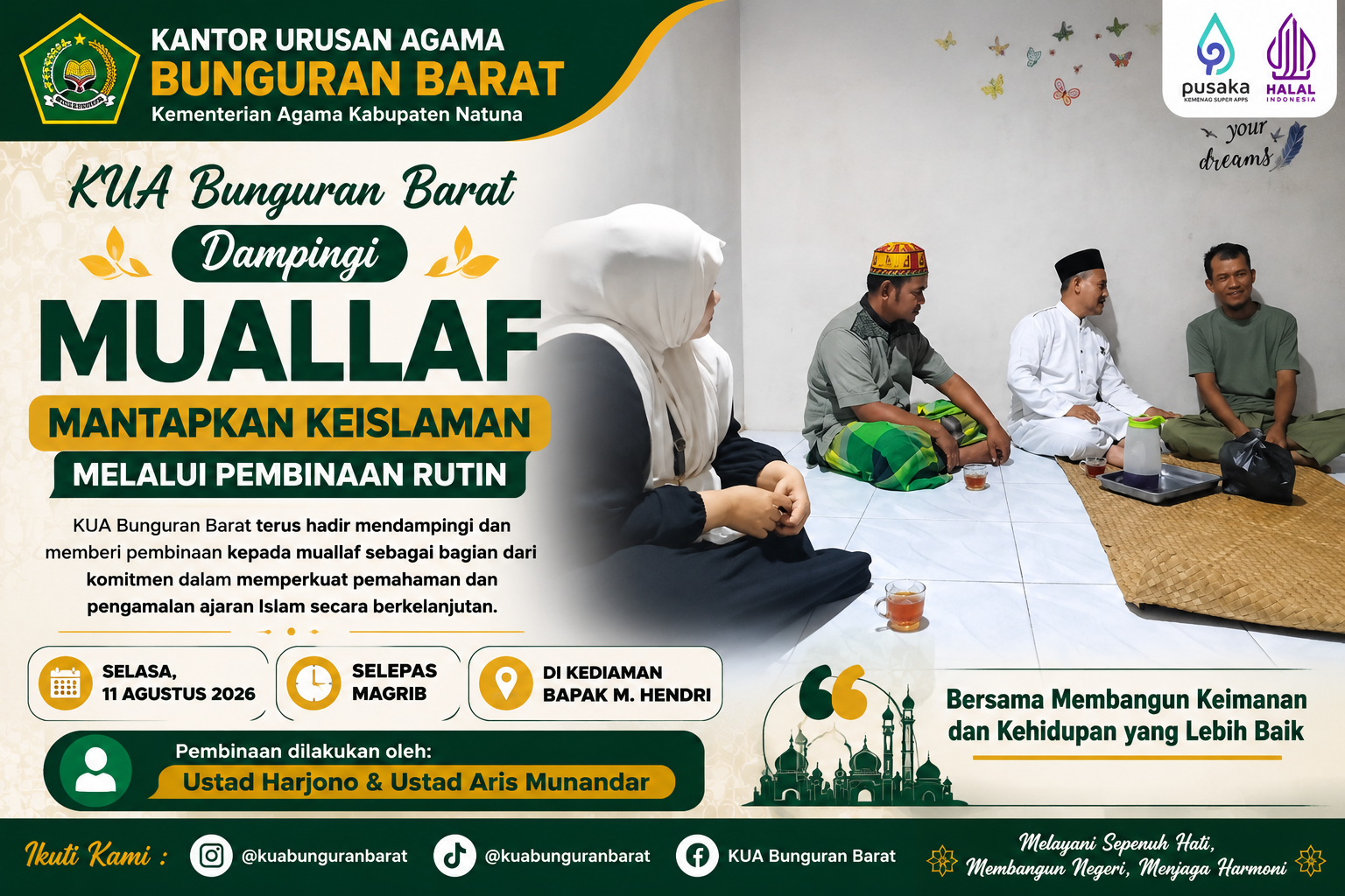 KUA Bunguran Barat Kembali Sambangi Muallaf, Perkuat Pemahaman Rukun Islam