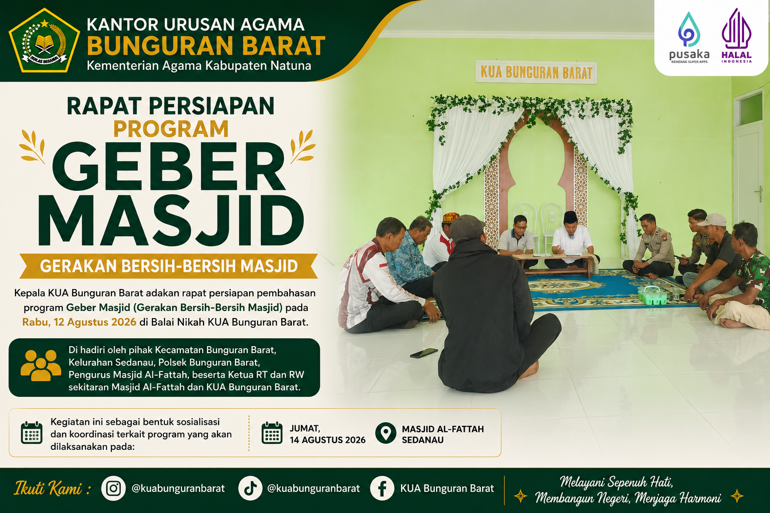 KUA Bunguran Barat Matangkan Geber Masjid, Hadirkan Semangat Gotong Royong di Pantai Ria