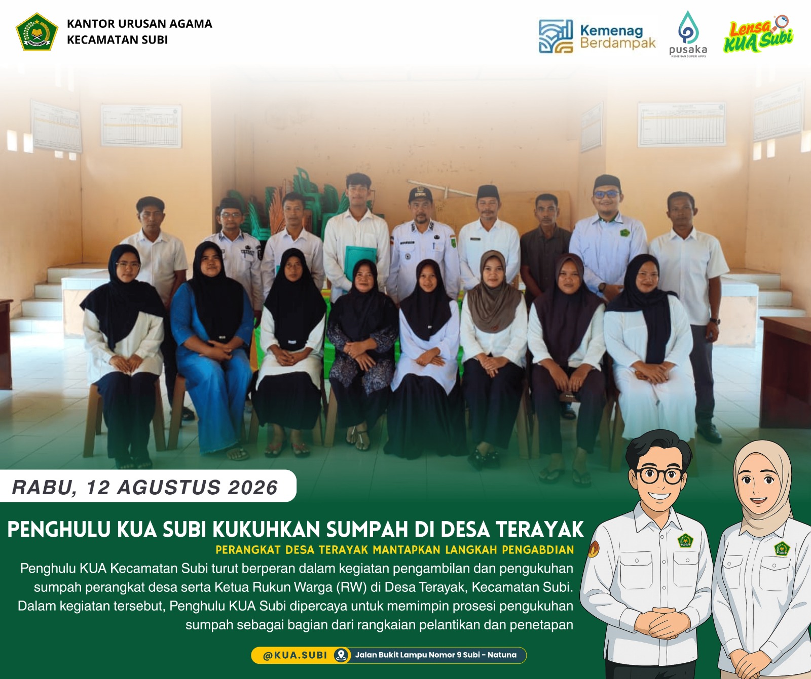 Penghulu KUA Subi Kukuhkan Sumpah Perangkat Desa dan Ketua RW Desa Terayak