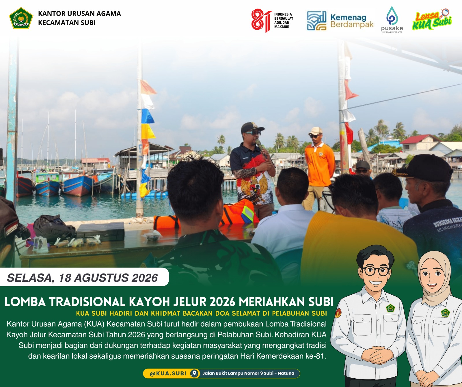 KUA Subi Hadiri Pembukaan Lomba Tradisional Kayoh Jelur Kecamatan Subi Tahun 2026