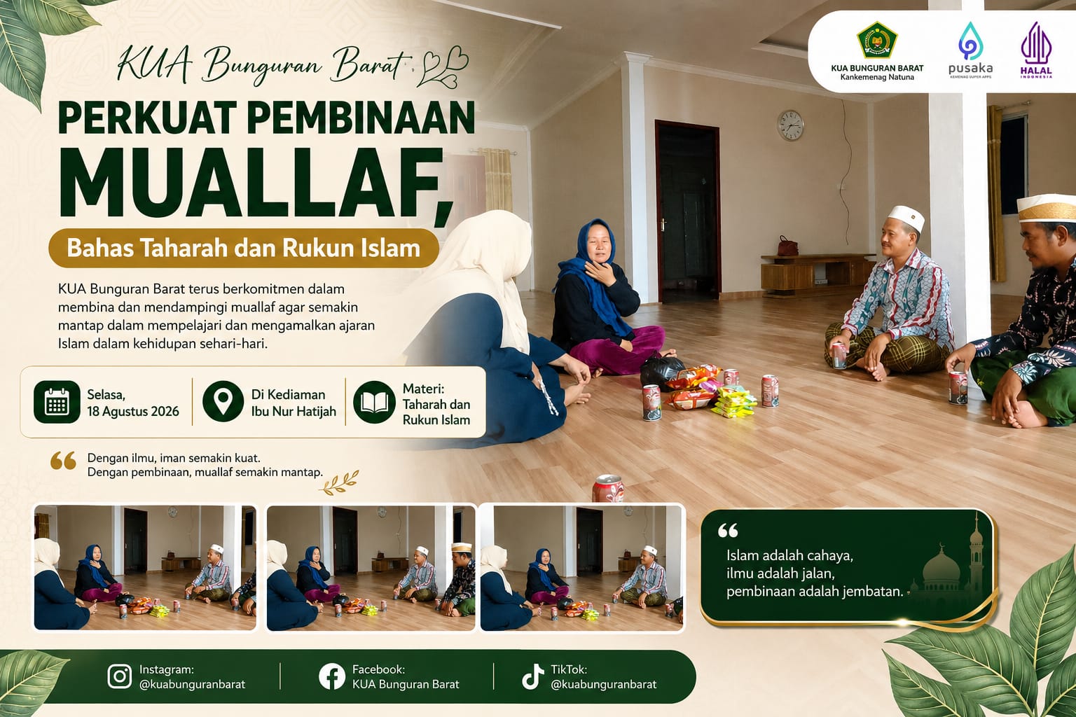 KUA Bunguran Barat Perkuat Pembinaan Muallaf, Bahas Taharah dan Rukun Islam
