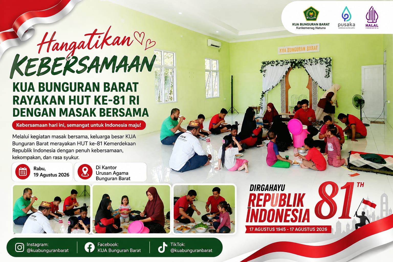 Hangatkan Kebersamaan, KUA Bunguran Barat Rayakan HUT ke-81 RI dengan Masak Bersama