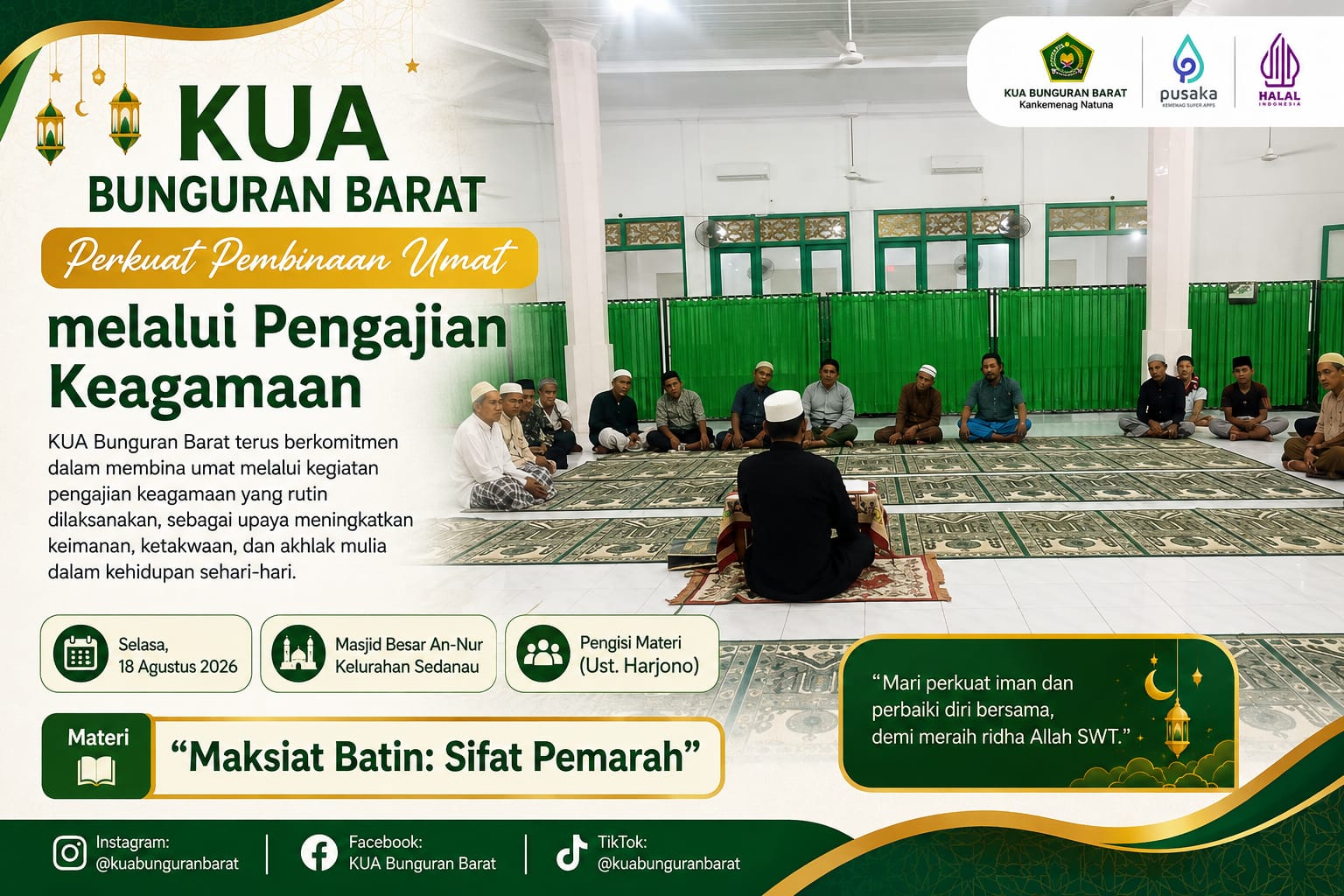 KUA Bunguran Barat Perkuat Pembinaan Umat melalui Pengajian Keagamaan