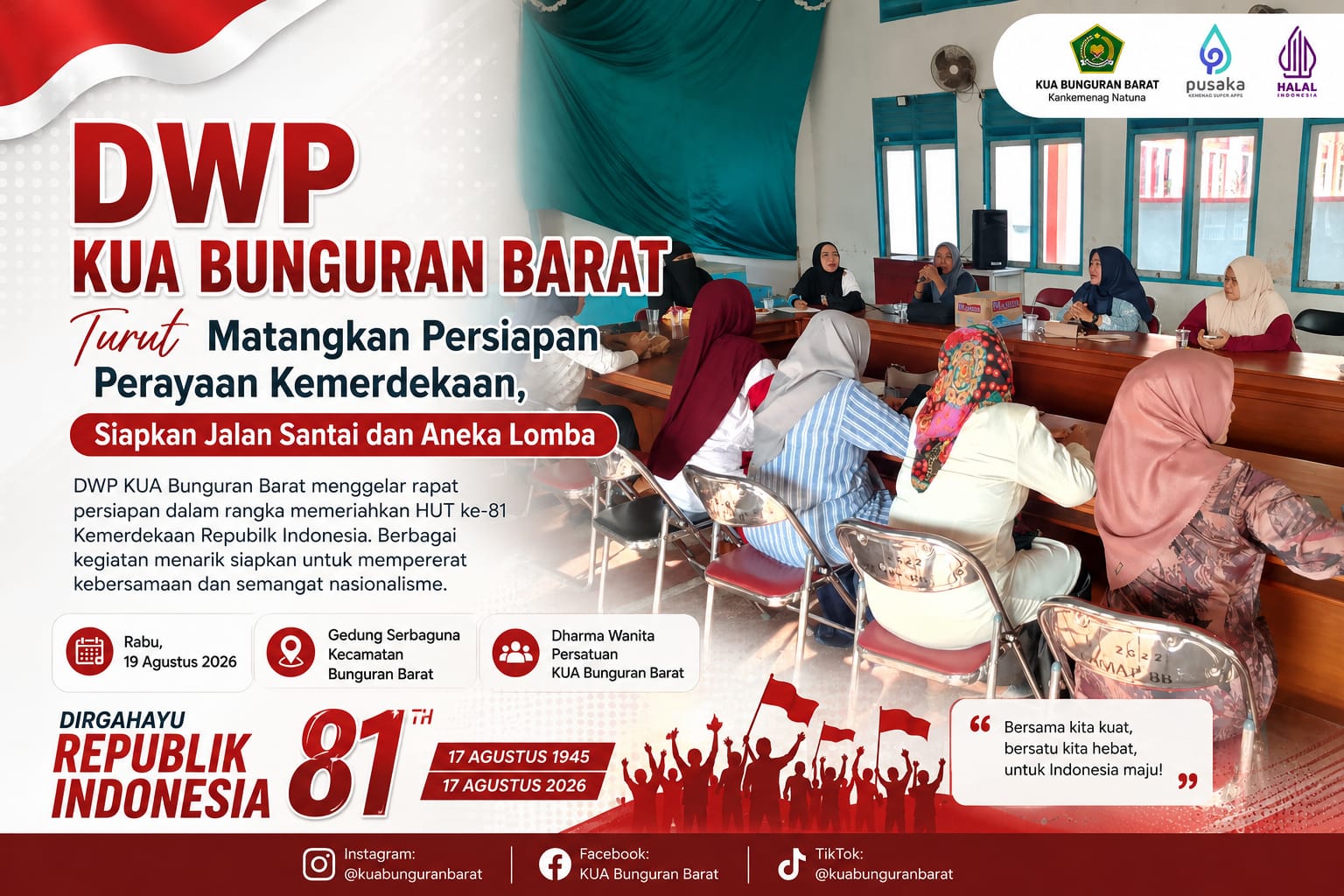 DWP KUA Bunguran Barat Turut Matangkan Persiapan Perayaan Kemerdekaan, Siapkan Jalan Santai dan Aneka Lomba