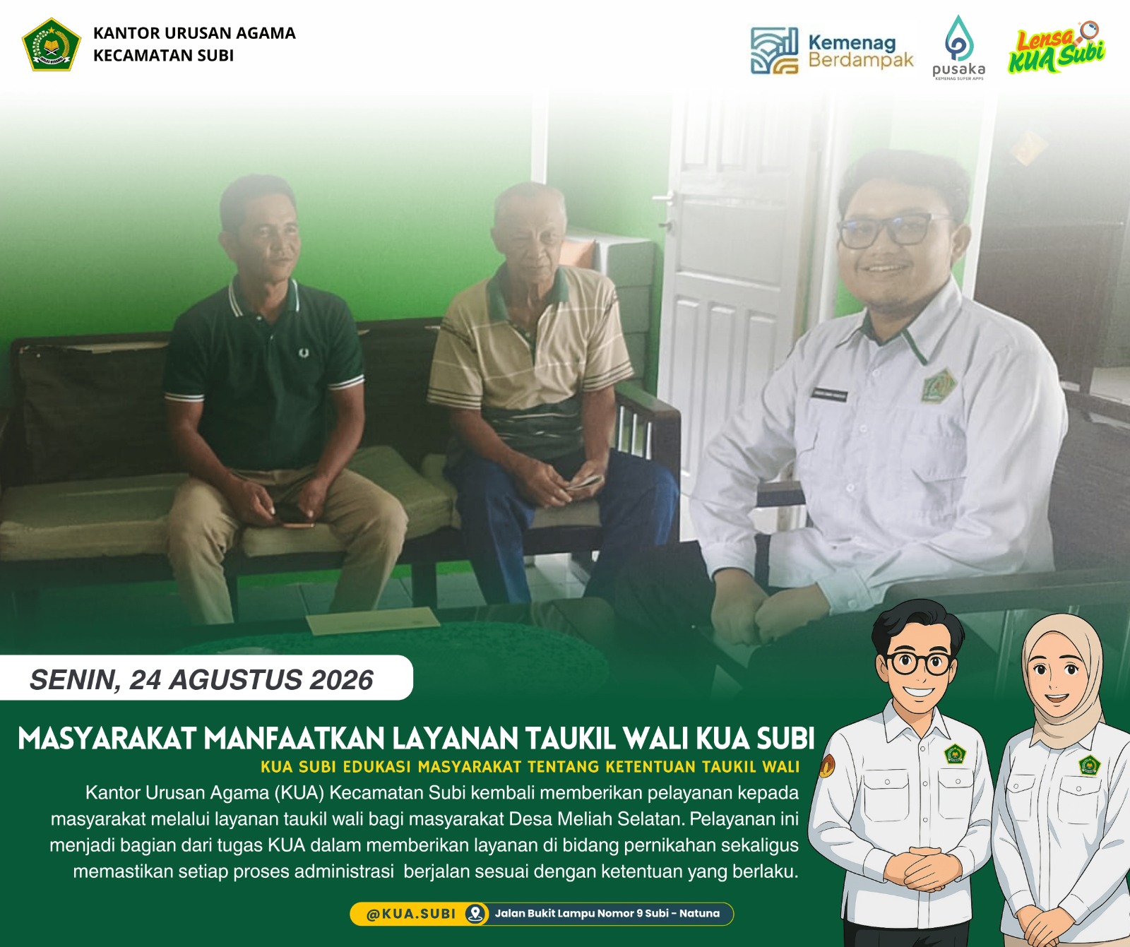 KUA Subi Layani Permintaan Taukil Wali Masyarakat Desa Meliah Selatan