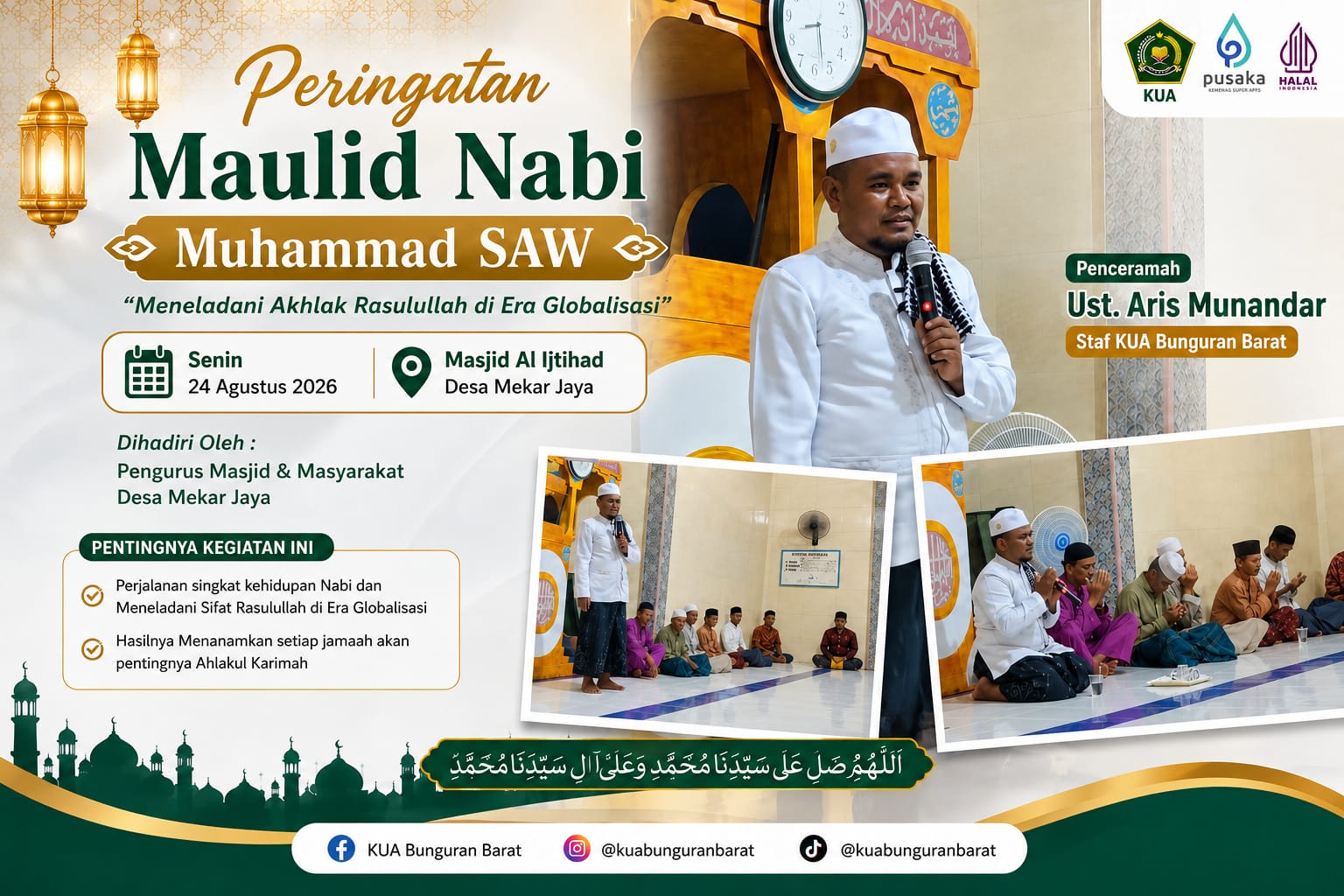 Maulid Nabi di Mekar Jaya, KUA Bunguran Barat Dorong Keteladanan Rasul di Era Globalisasi