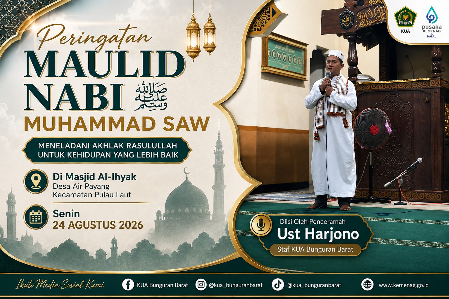 Maulid Nabi di Air Payang, Staf KUA Bunguran Barat Sampaikan Perjalanan Rasulullah Menuju Kenabian