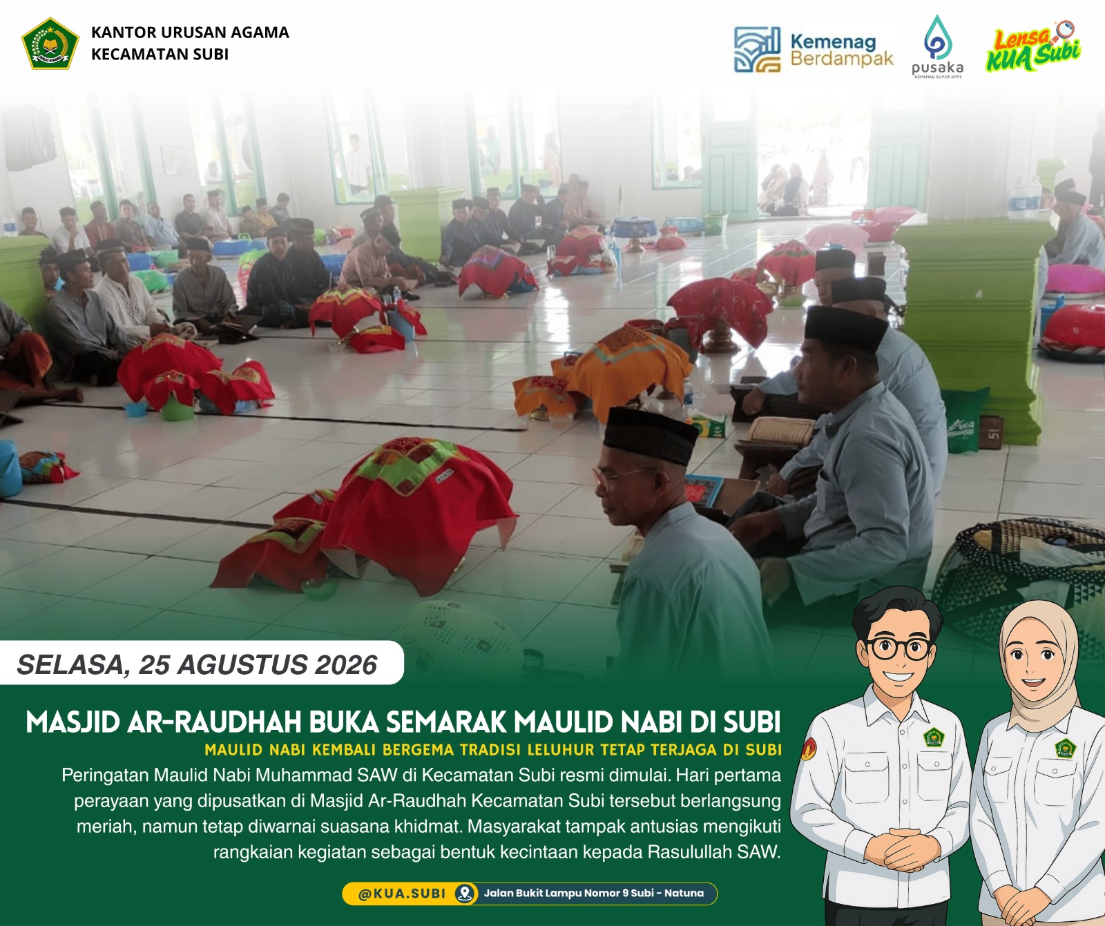 Hari Pertama Maulid Nabi di Masjid Ar-Raudhah Subi Berlangsung Meriah dan Khidmat