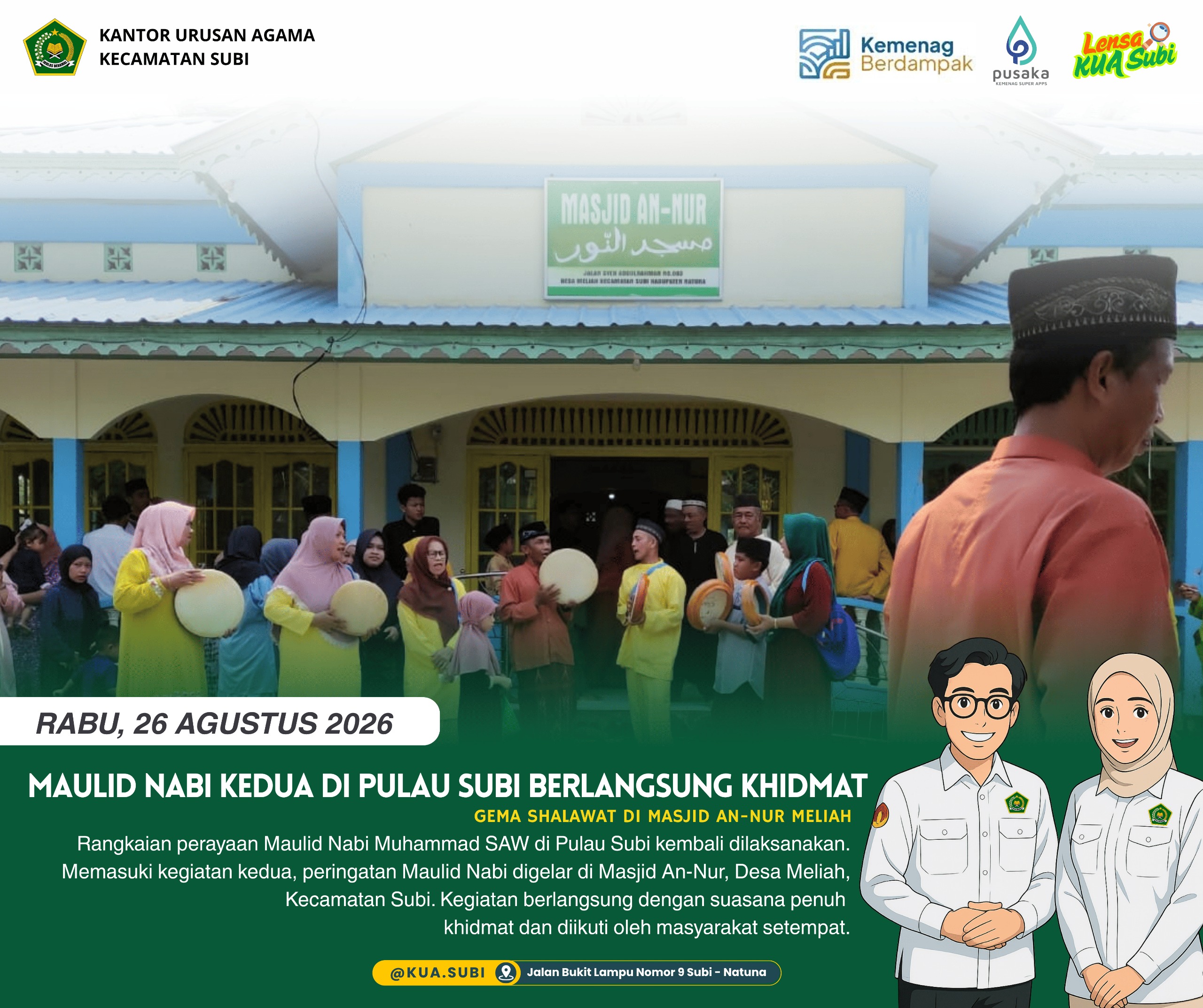 Maulid Nabi di Pulau Subi Berlanjut Penuh Khidmat di Masjid An-Nur Meliah