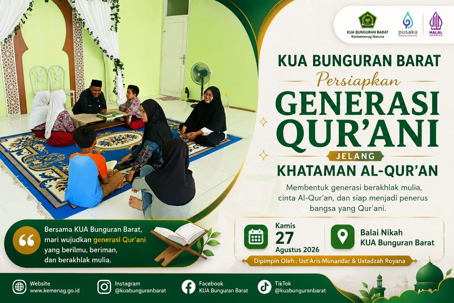 KUA Bunguran Barat Persiapkan Generasi Qur’ani Jelang Khataman Al-Qur’an