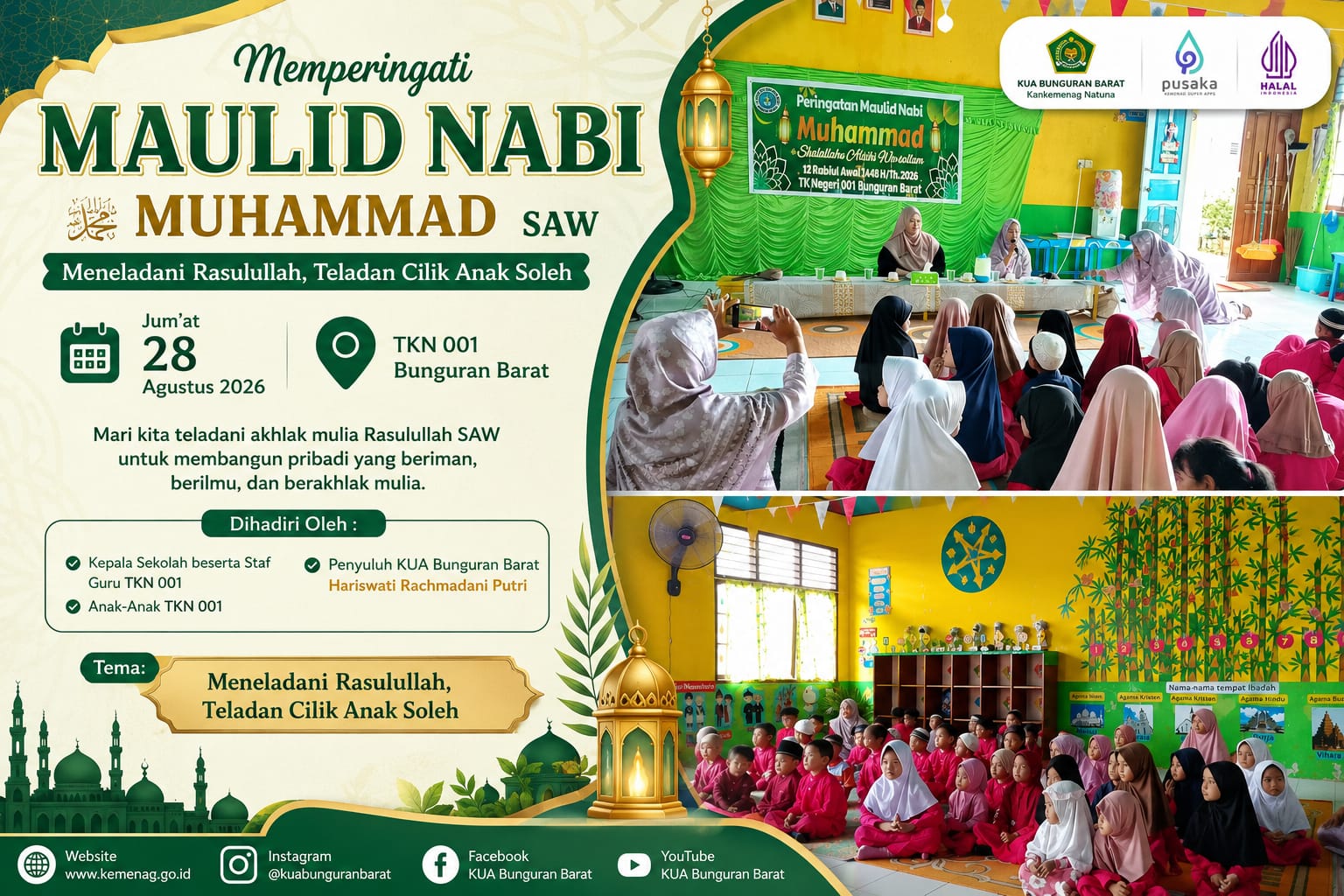 Maulid Nabi di TKN 01 Bunguran Barat, Tanamkan Aqidah dan Keteladanan Rasulullah Sejak Dini