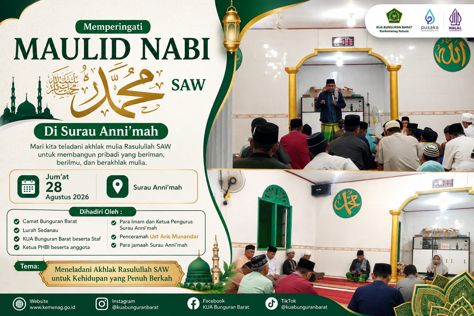 Maulid Nabi di Surau An-Ni’mah, Jamaah Diajak Teladani Akhlak Rasulullah