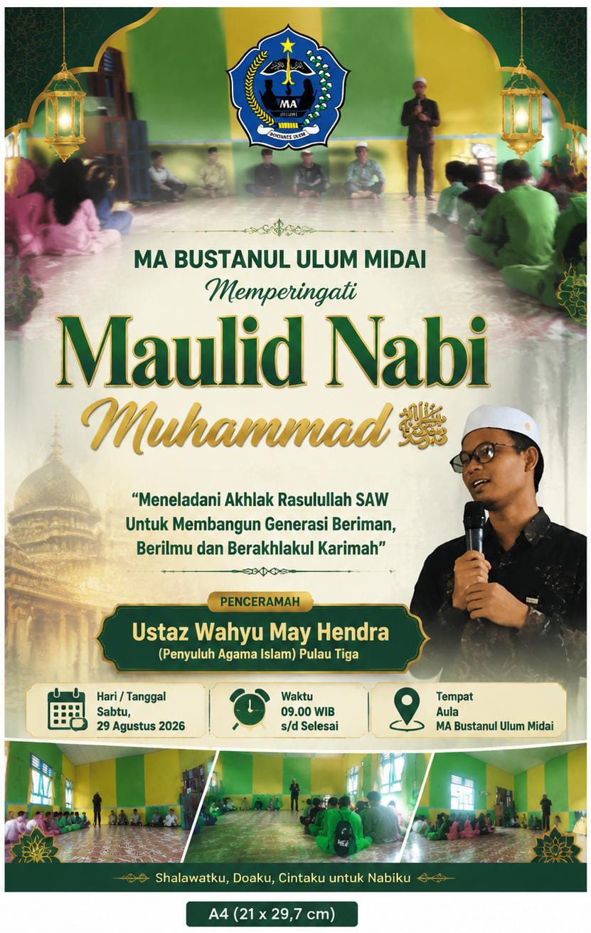 Meneladani Akhlak Rasulullah, MA Bustanul Ulum Midai Gelar Peringatan Maulid Nabi Muhammad SAW