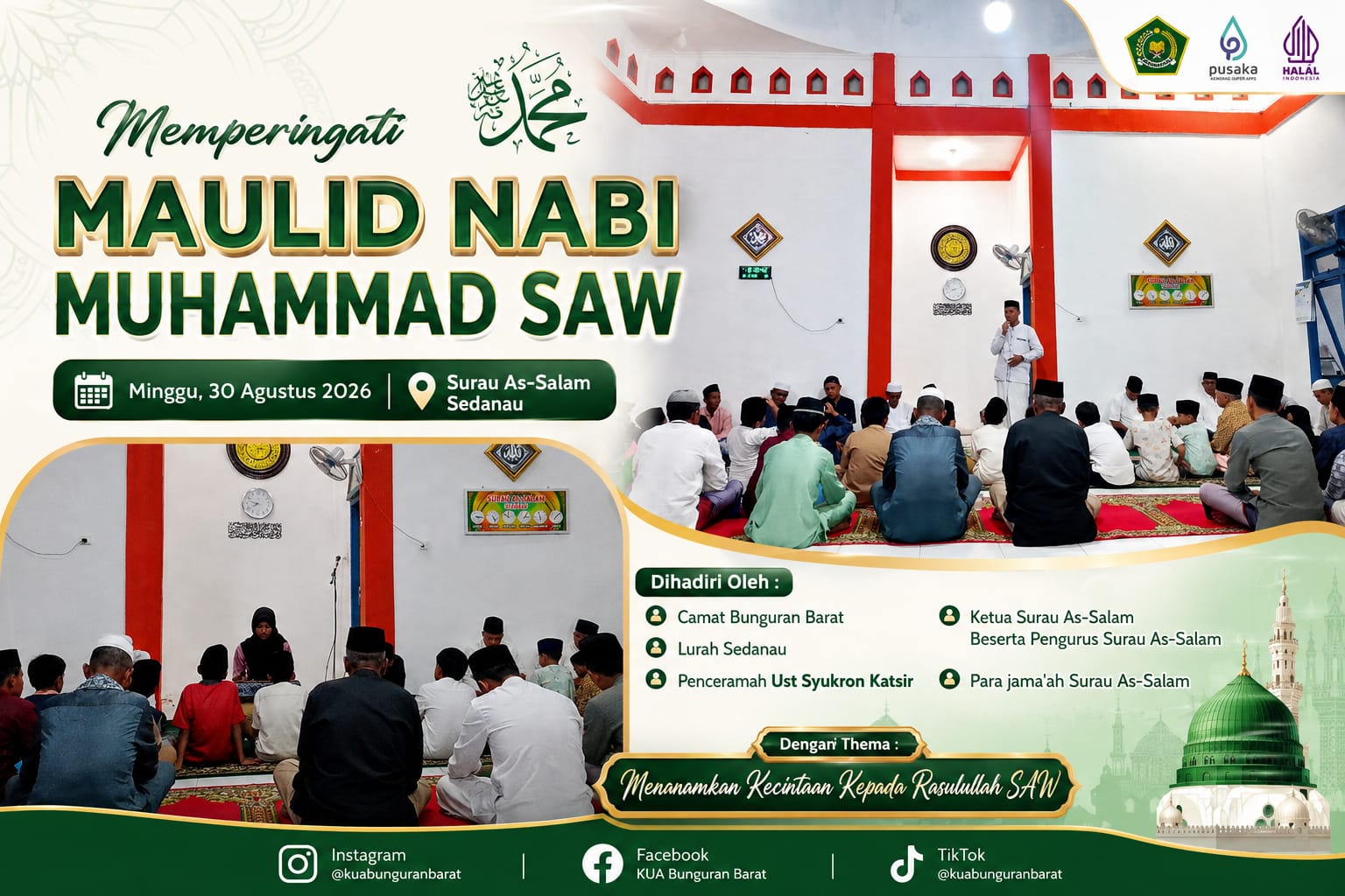 Menguatkan Cinta kepada Rasulullah, KUA Bunguran Barat Hadir dalam Safari Dakwah Maulid Nabi di Surau As-Salam