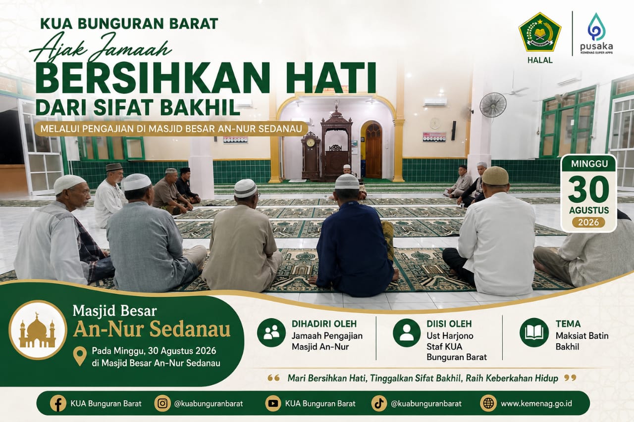 KUA Bunguran Barat Ajak Jamaah Bersihkan Hati dari Sifat Bakhil melalui Pengajian di Masjid Besar An-Nur Sedanau