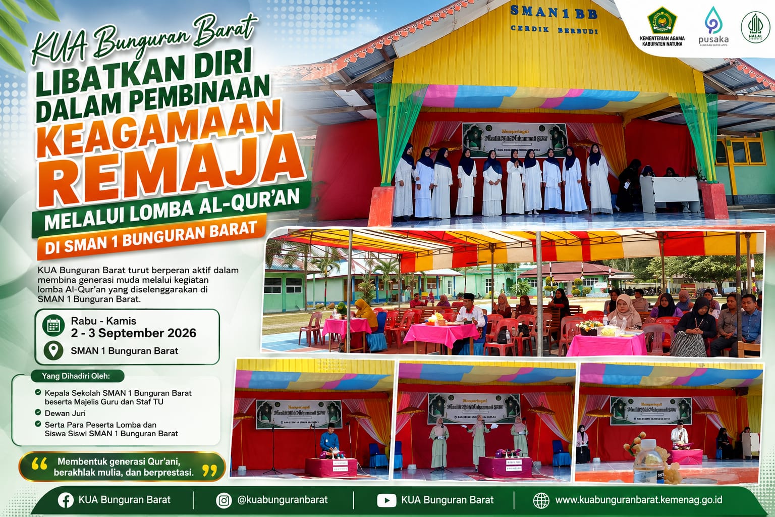 KUA Bunguran Barat Libatkan Diri dalam Pembinaan Keagamaan Remaja melalui Lomba Al-Qur’an di SMAN 1 Bunguran Barat