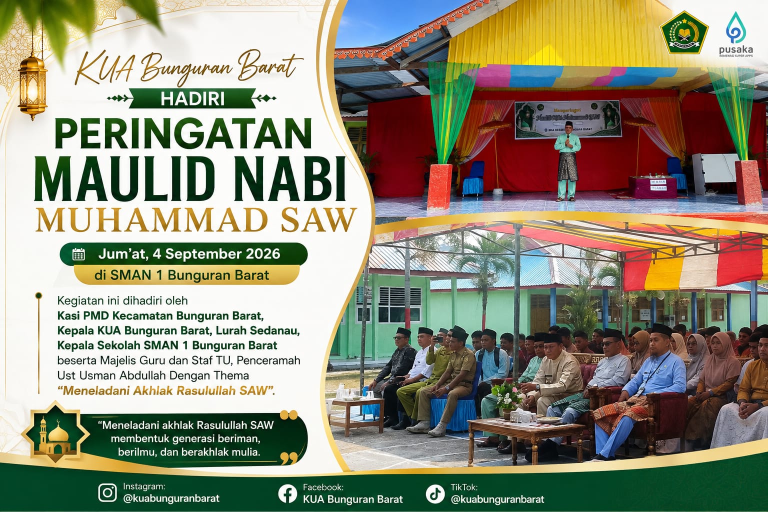 Hadiri Peringatan Maulid Nabi Muhammad di SMA N 1, KUA Bunguran Barat Perkuat Pembinaan Generasi Muda