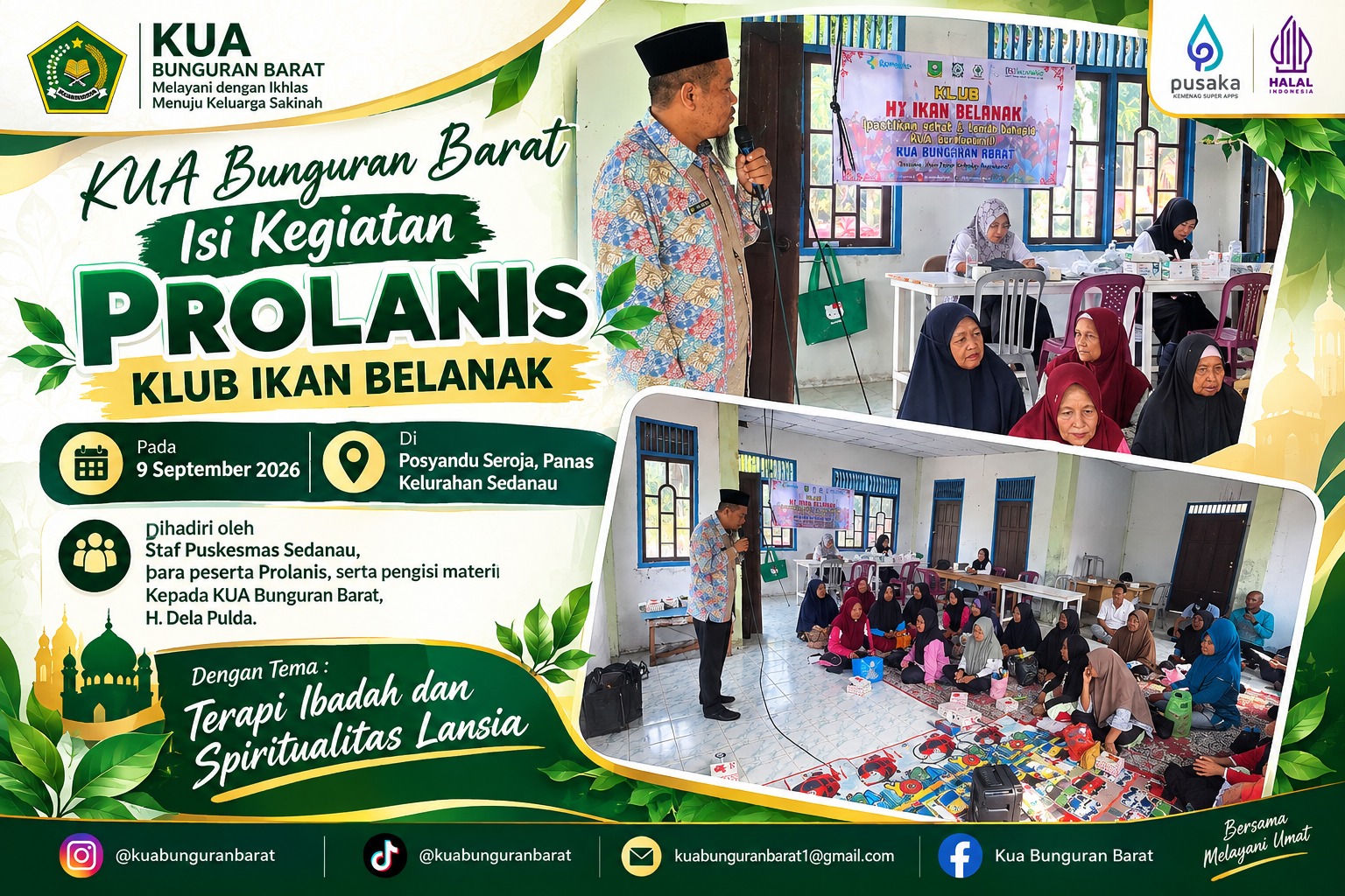 Dorong Lansia Rawat Kesehatan Fisik dan Spiritual, KUA Bunguran Barat Kembali Isi Kegiatan Prolanis