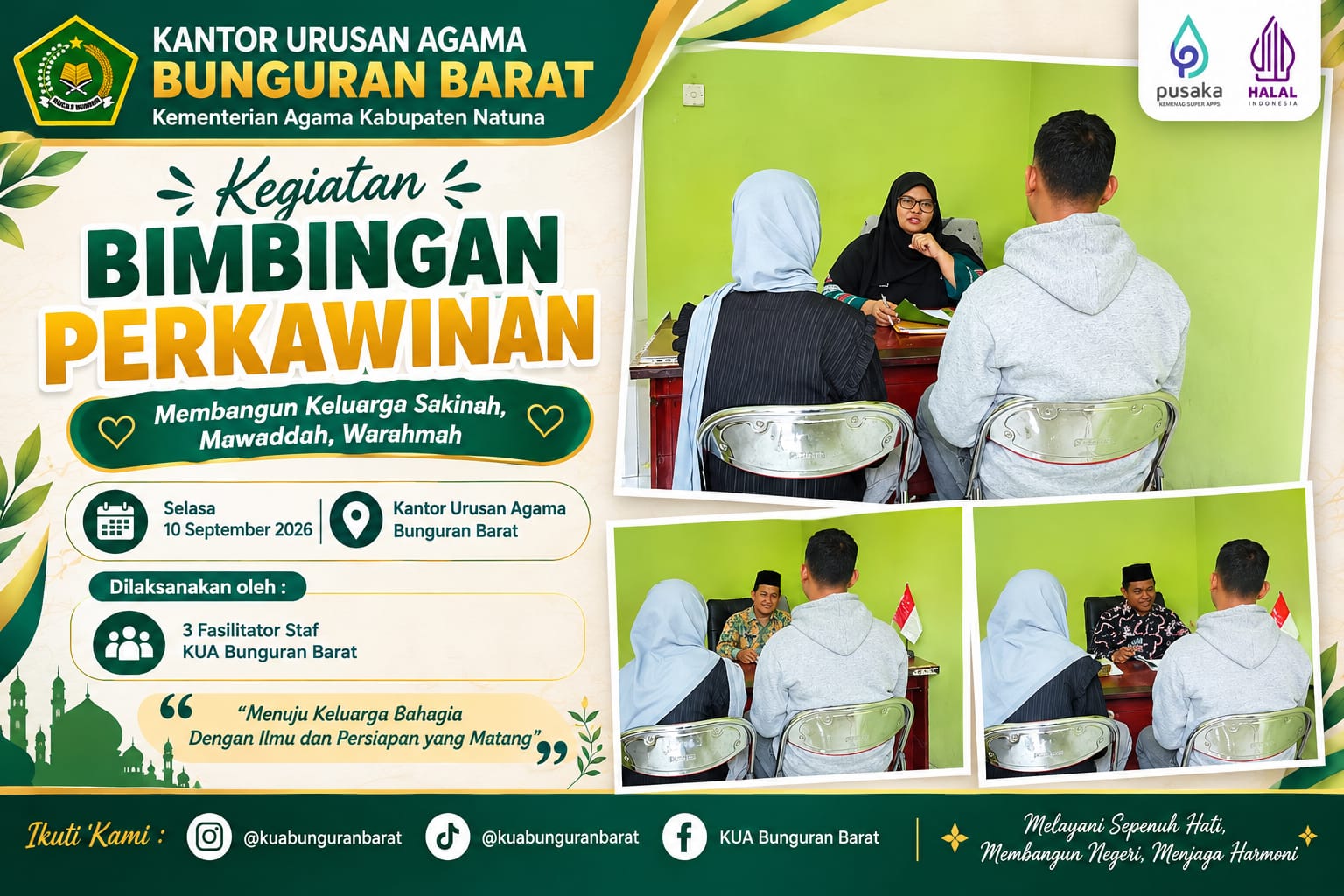 KUA Bunguran Barat Bekali Calon Pengantin Keterampilan Mengelola Konflik Rumah Tangga