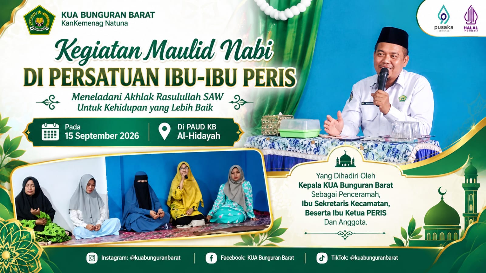 KUA Bunguran Barat Ajak Ibu-Ibu PERIS Teladani Akhlak Rasulullah untuk Kehidupan yang Lebih Baik