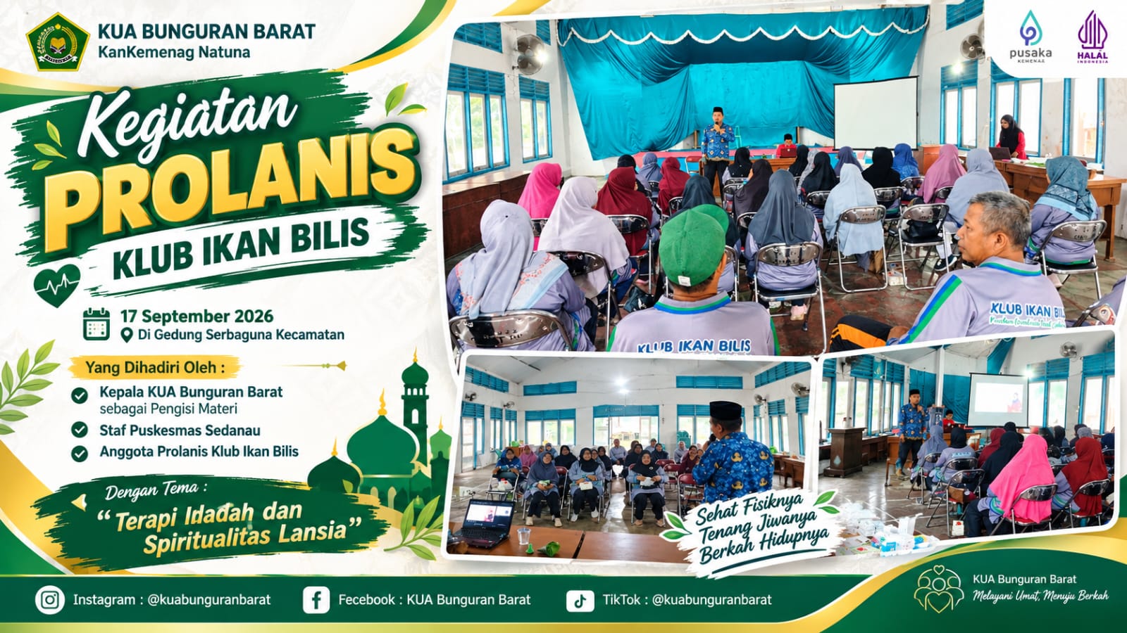 Tutup Rangkaian Enam Prolanis di Klub Ikan Bilis, KUA Bunguran Barat Perkuat Spiritualitas Lansia melalui Terapi Ibadah