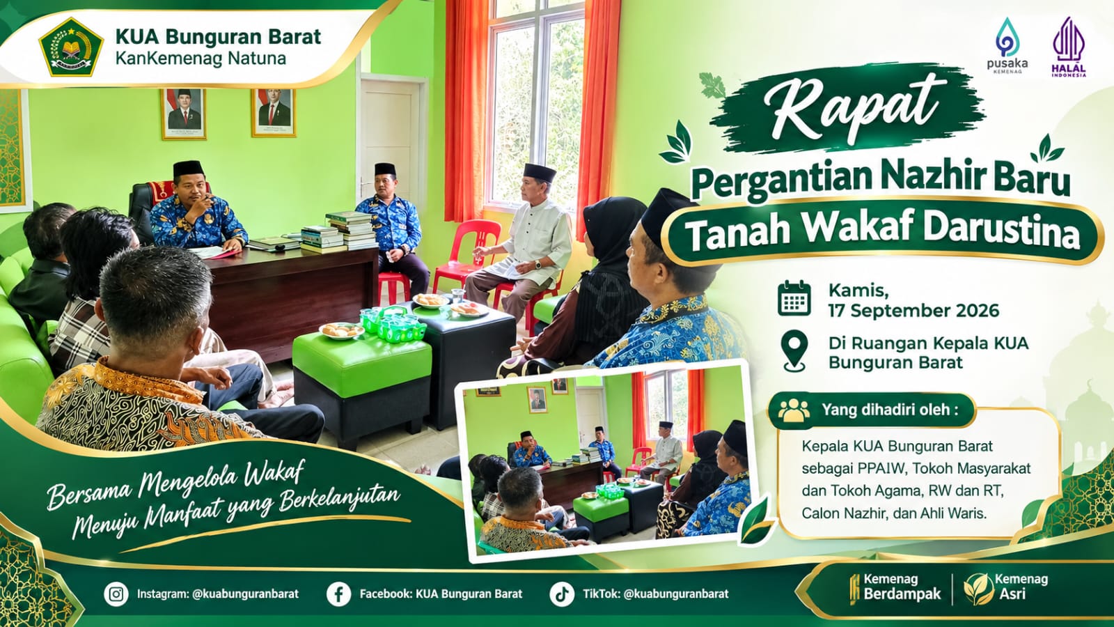 Nazhir Baru Terbentuk, KUA Bunguran Barat Dorong Tanah Wakaf Masjid Al-Jam'an Jadi Wakaf Produktif