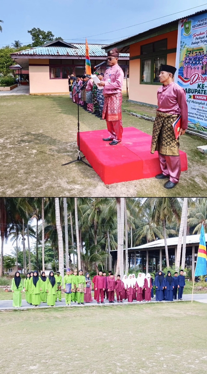 Kepala Madrasah dan Perwakilan Siswa MA Bustanul Ulum Midai Hadir Upacara Hari Jadi Kabupaten Natuna Ke-27 di Kecamatan Midai